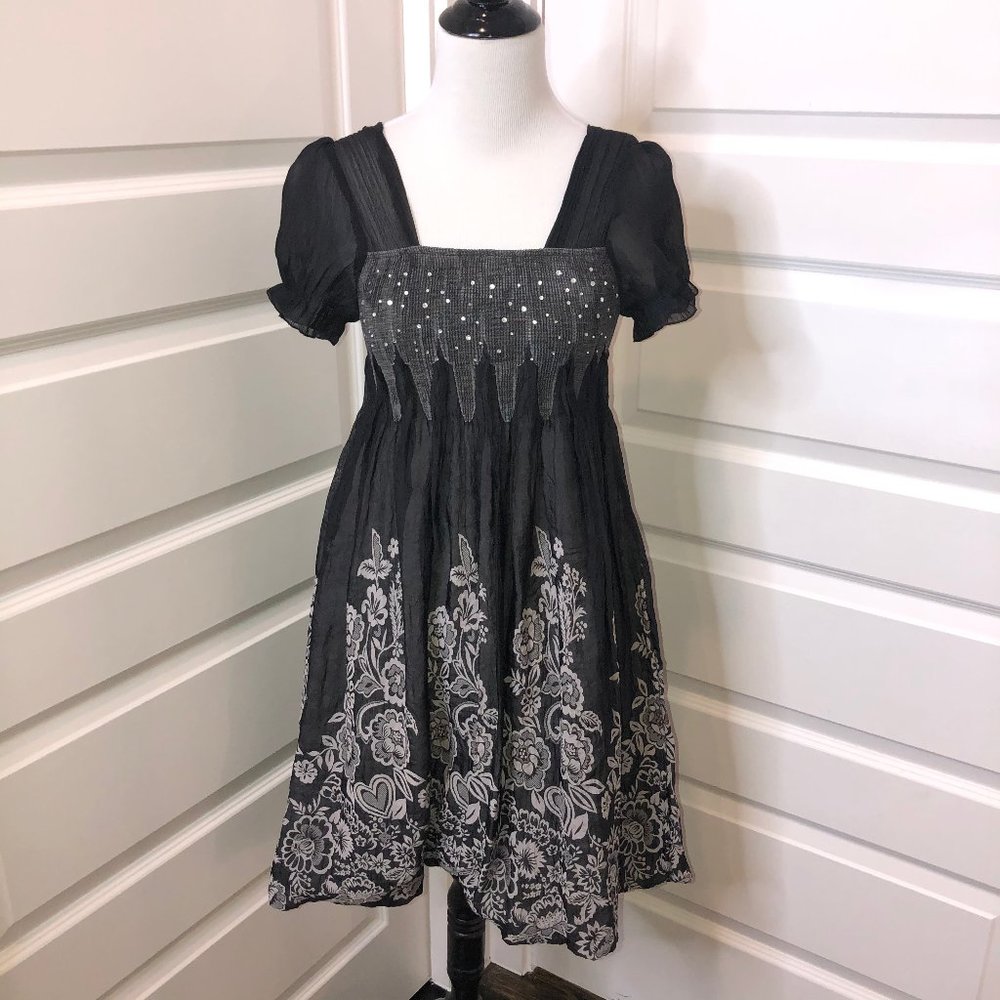 Embellished sheer dress fit and flare